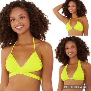 Ninety-Nine Degrees Multi Way Convertible Triangle Bikini Top Small Lime Green